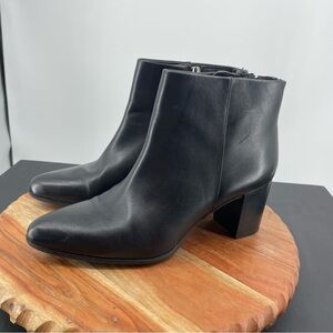 Rockport Womens 10 Camdyn CH5939 Black Leather Side Zip Ankle Heel Bootie